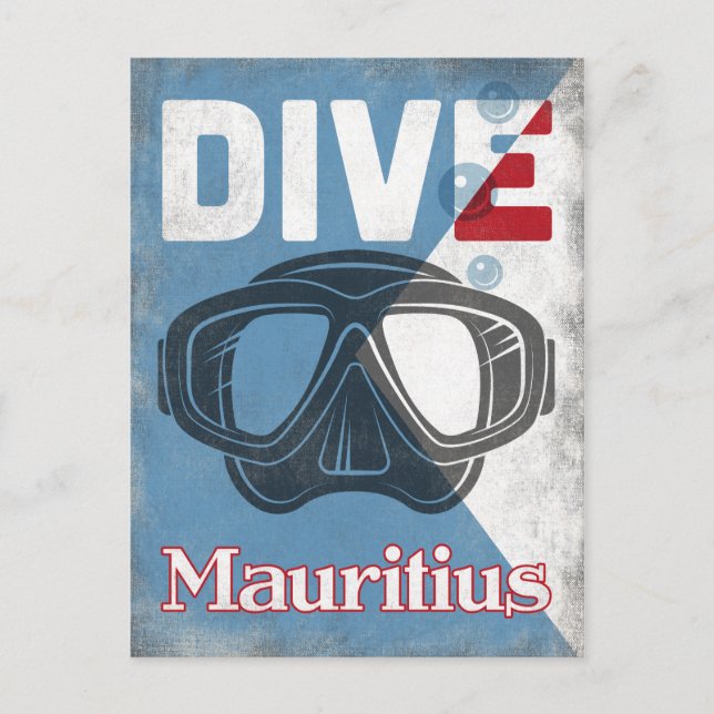 Mauritius Vintage Scuba Diving Mask Postcard (Front)