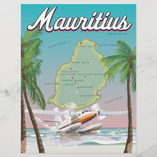 Mauritius vintage travel poster custom letterhead