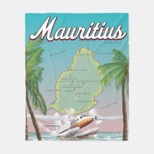Mauritius vintage travel poster fleece blanket