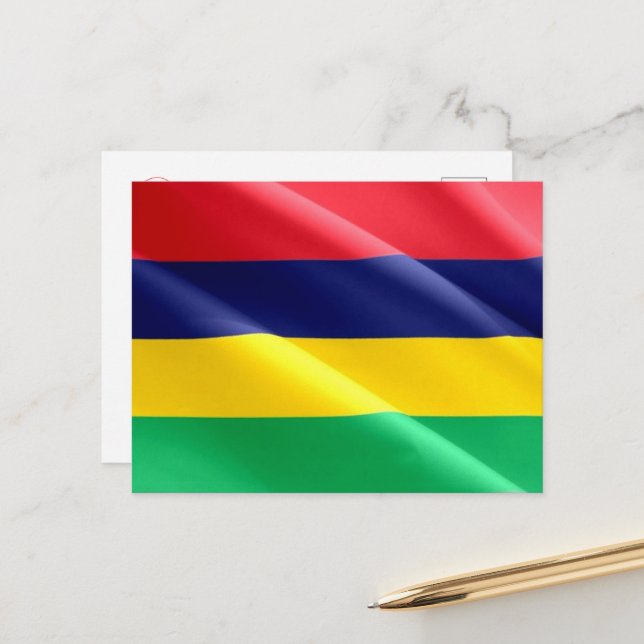 Mauritius - Waving Flag - Postcard (Front/Back In Situ)