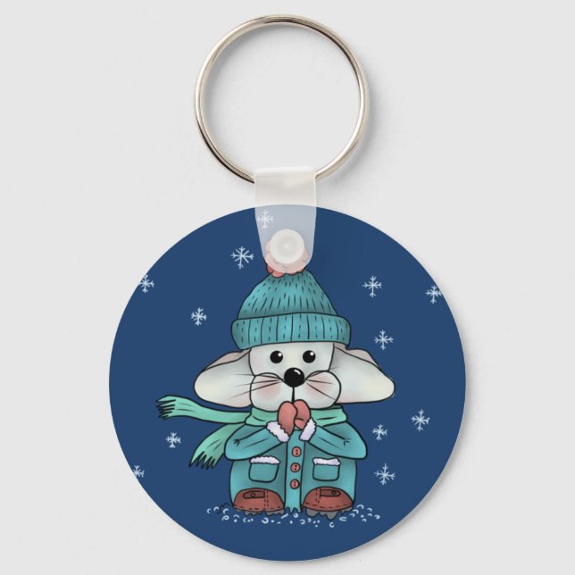 Maus im Schnee Key Ring (Front)