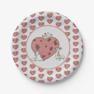 Mäuse nähen Herz Pappteller Paper Plate