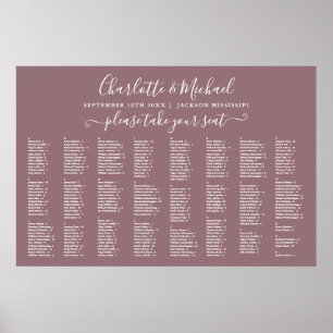 Mauve 300 Names Wedding Seating Chart