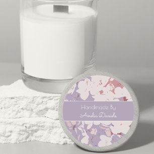 Mauve Abstract Floral Handmade By Classic Round Sticker