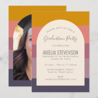 Mauve Abstract Geometric Photo Graduation Party