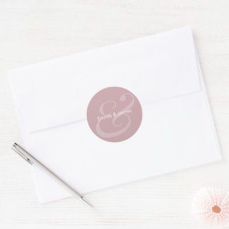 Mauve Ampersand Wedding | Monogram Classic Round Sticker