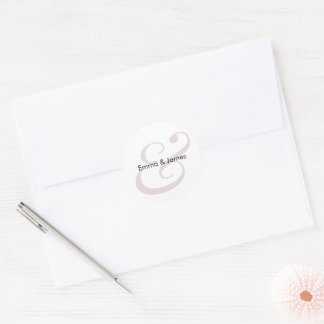 Mauve Ampersand Wedding | Monogram Envelope Classic Round Sticker