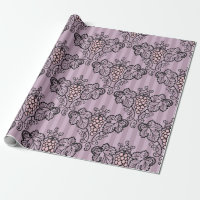 Mauve and Black Vintage Grapes Pattern
