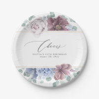 Mauve and Dusty Blue Floral Elegant Botanical