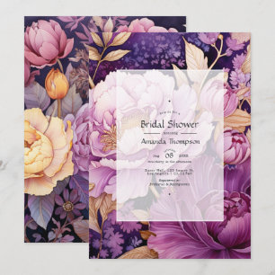 Mauve and Gold Floral Bridal Shower Invitation