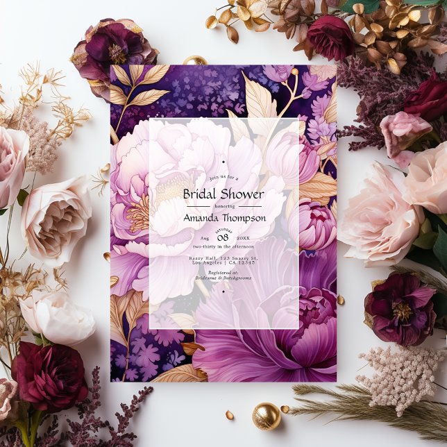 Mauve and Gold Floral Bridal Shower Invitation (Creator Uploaded)
