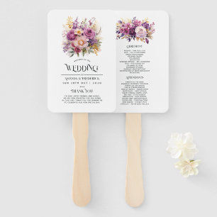 Mauve and Gold Floral Wedding Hand Fan