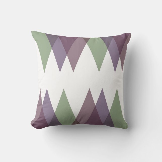 Mauve and green triangles cushion (Front)