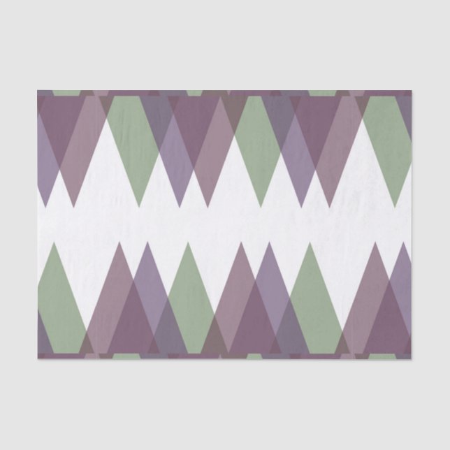 Mauve and green triangles tissue paper (Front)