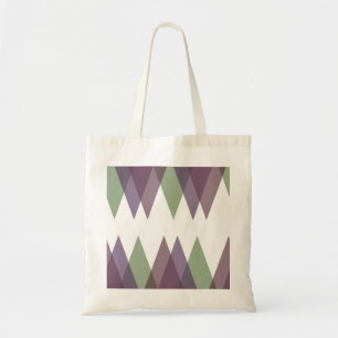 Mauve and green triangles tote bag