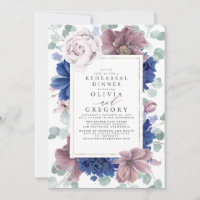 Mauve and Navy Blue Flowers Rehearsal Dinner