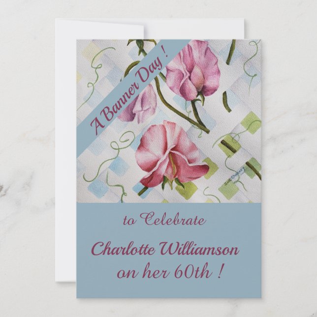 Mauve and Pink Watercolor Floral Birthday Invitation (Front)