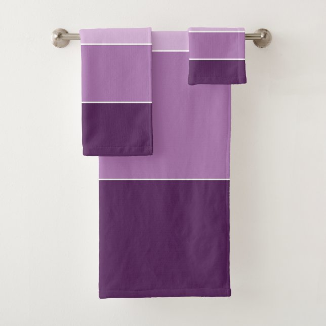 Mauve And Purple Stripe Bath Towel Set (Insitu)
