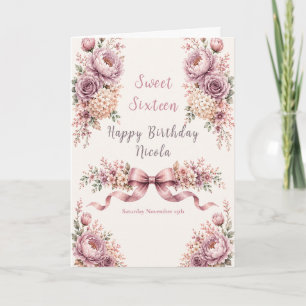 Mauve and Rose Gold Sweet Sixteen Card