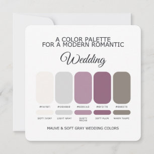 Mauve and Soft Gray Wedding Color Palette Card