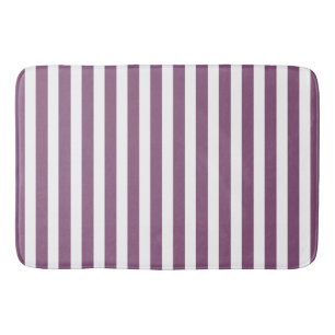 Mauve and white candy stripes bath mat