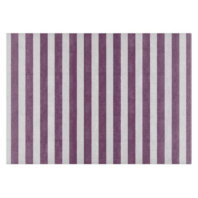 Mauve and white candy stripes cutting board (Front)