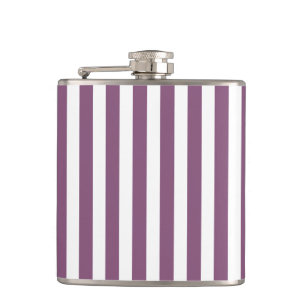 Mauve and white candy stripes hip flask