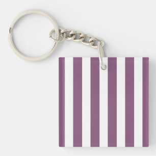 Mauve and white candy stripes key ring
