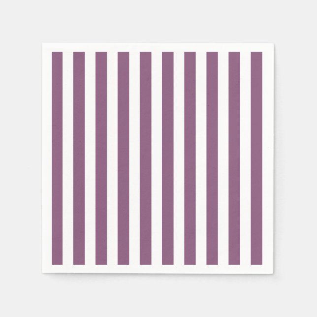 Mauve and white candy stripes napkin (Front)