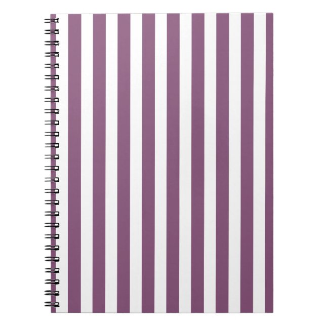 Mauve and white candy stripes notebook (Front)