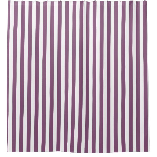 Mauve and white candy stripes shower curtain (Front)