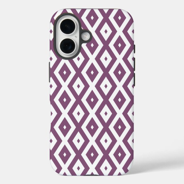 Mauve and white diamond pattern Case-Mate iPhone case (Back)