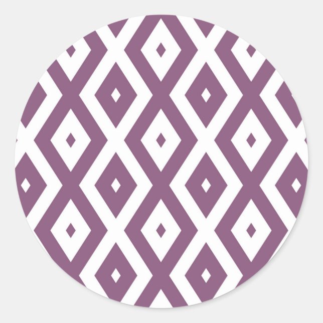 Mauve and white diamond pattern classic round sticker (Front)