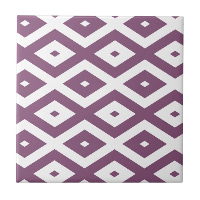 Mauve and white diamond pattern tile (Front)