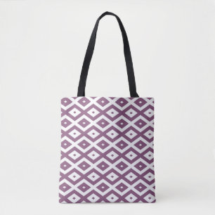 Mauve and white diamond pattern tote bag