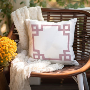 Mauve and White Greek Key Editable Colours Cushion