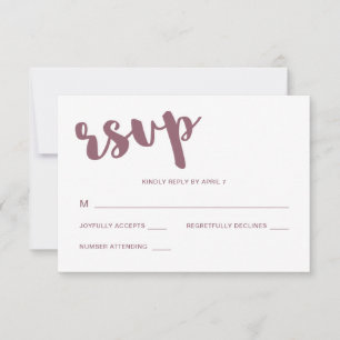 Mauve and White Typography Wedding Rsvp Response