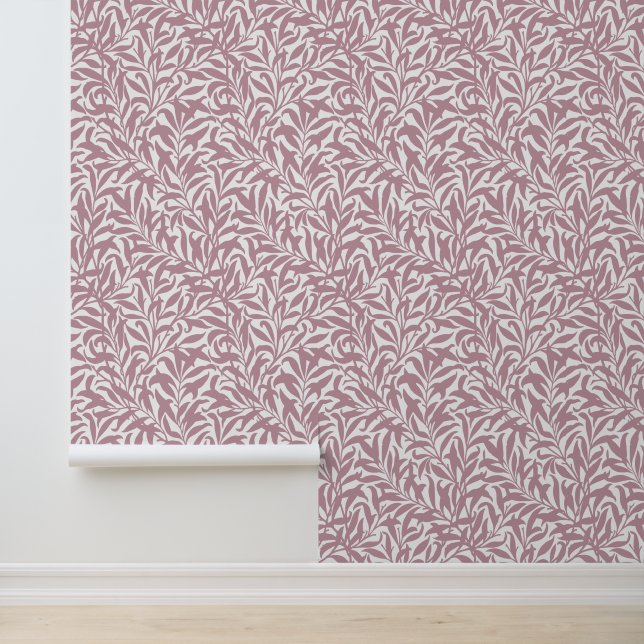 Mauve and White Willow Bough Wallpaper (Application)