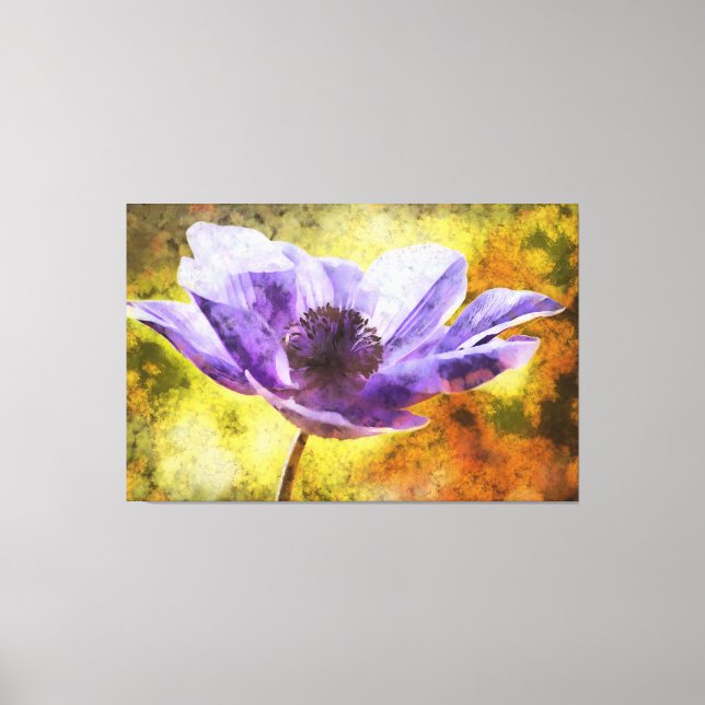 Mauve Anemone Flower Acrylic Painting Canvas Print (Front)