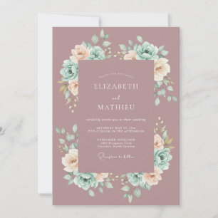 Mauve Artistic Spring Wedding Invitation