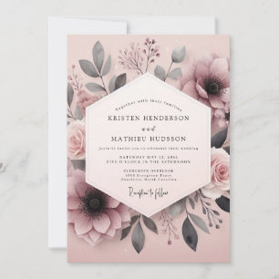 Mauve Ash Botanical Wedding Invitation