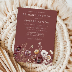 Mauve Autumn Floral Wedding Invitation