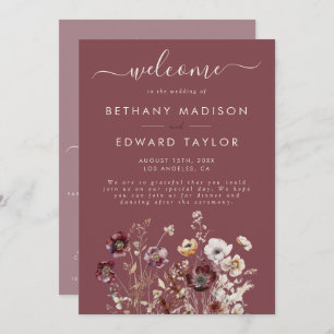 Mauve Autumn Floral Wedding Programme