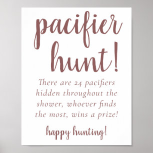 Mauve Baby Shower   Dusty Pink Pacifier Hunt Sign