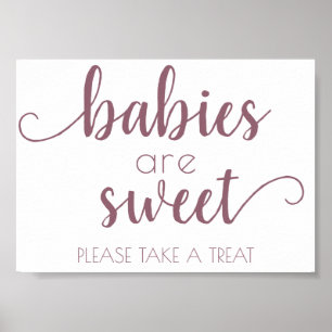 Mauve Baby Shower   Dusty Pink Sweet Treat Table Poster