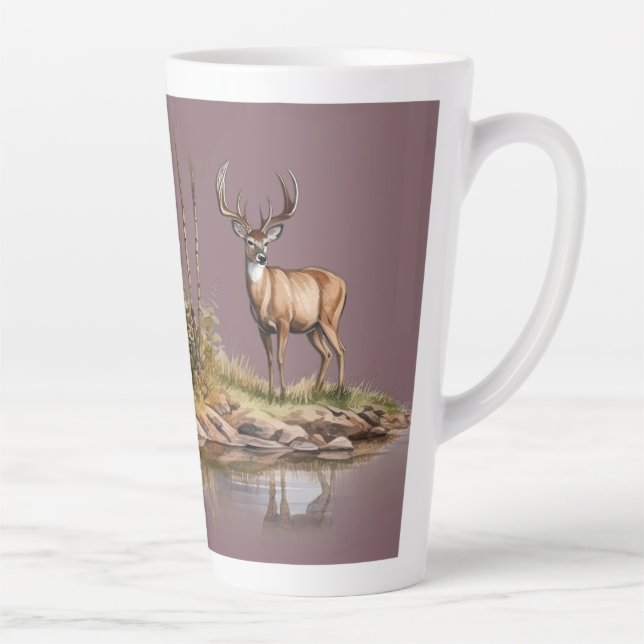 Mauve background Deer Scene (matches with journal) Latte Mug (Right)