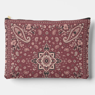 Mauve Bandanna Paisley Large Zipper Pouch