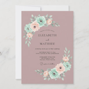 Mauve Blissful Spring Wedding Invitation