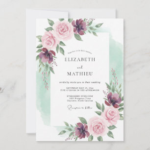 Mauve Blossom Romantic Flourish Wedding Invitation