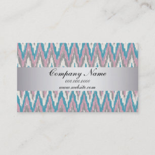 Mauve Blue TribaI Ikat ZigZag Pocket 2019 Calendar Business Card